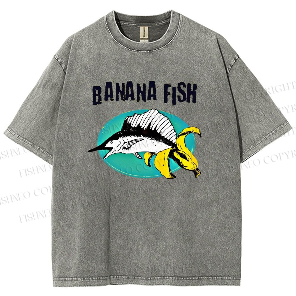 Unisex Banana Fish Printed Washed Tee