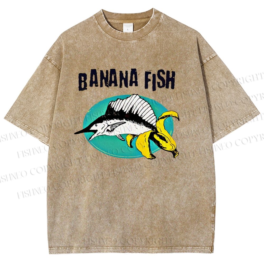 Unisex Banana Fish Printed Washed Tee