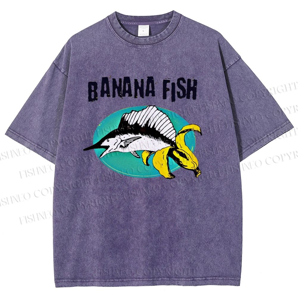 Unisex Banana Fish Printed Washed Tee