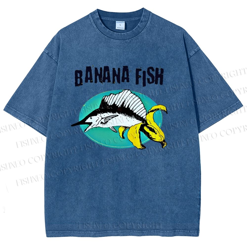 Unisex Banana Fish Printed Washed Tee