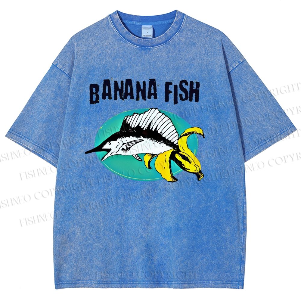 Unisex Banana Fish Printed Washed Tee