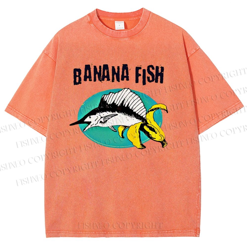 Unisex Banana Fish Printed Washed Tee