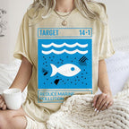 Unisex Waves Fish Printed Washed Tee