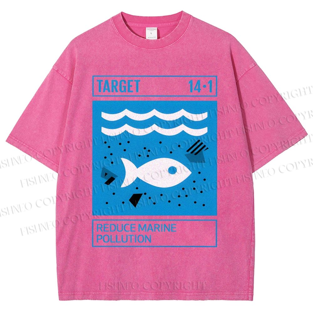 Unisex Waves Fish Printed Washed Tee