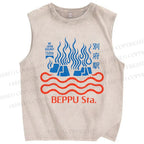 Unisex Beppu Sta Printed Washed Tank Top