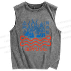 Unisex Beppu Sta Printed Washed Tank Top