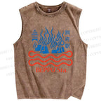 Unisex Beppu Sta Printed Washed Tank Top
