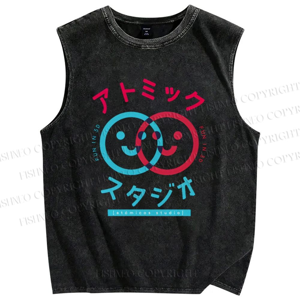 Unisex Fun In Printed Washed Tank Top