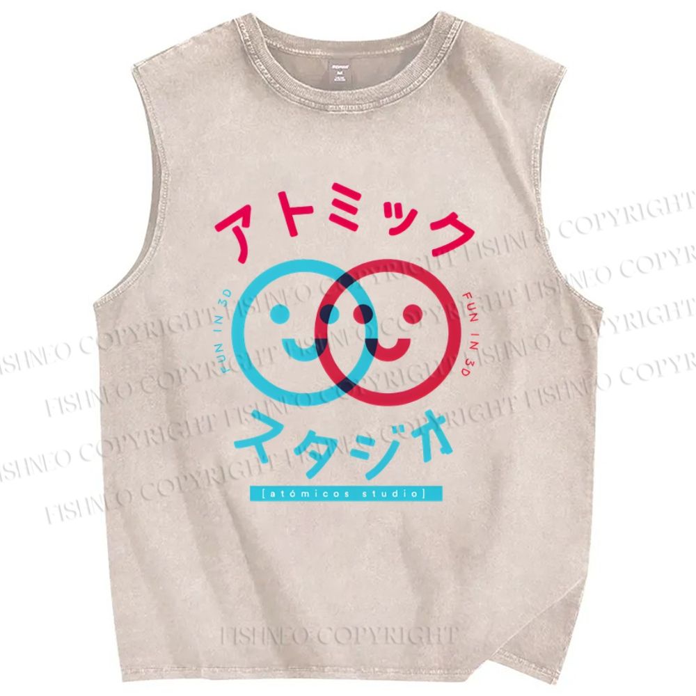 Unisex Fun In Printed Washed Tank Top