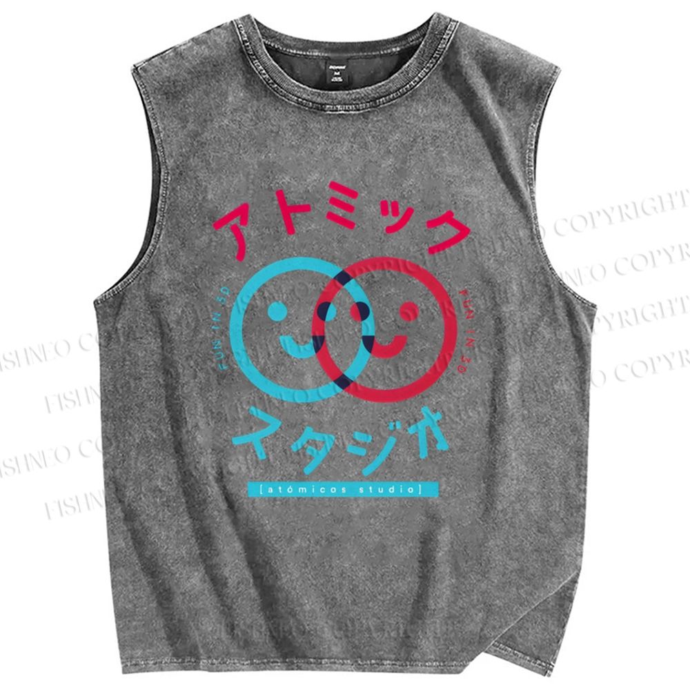 Unisex Fun In Printed Washed Tank Top