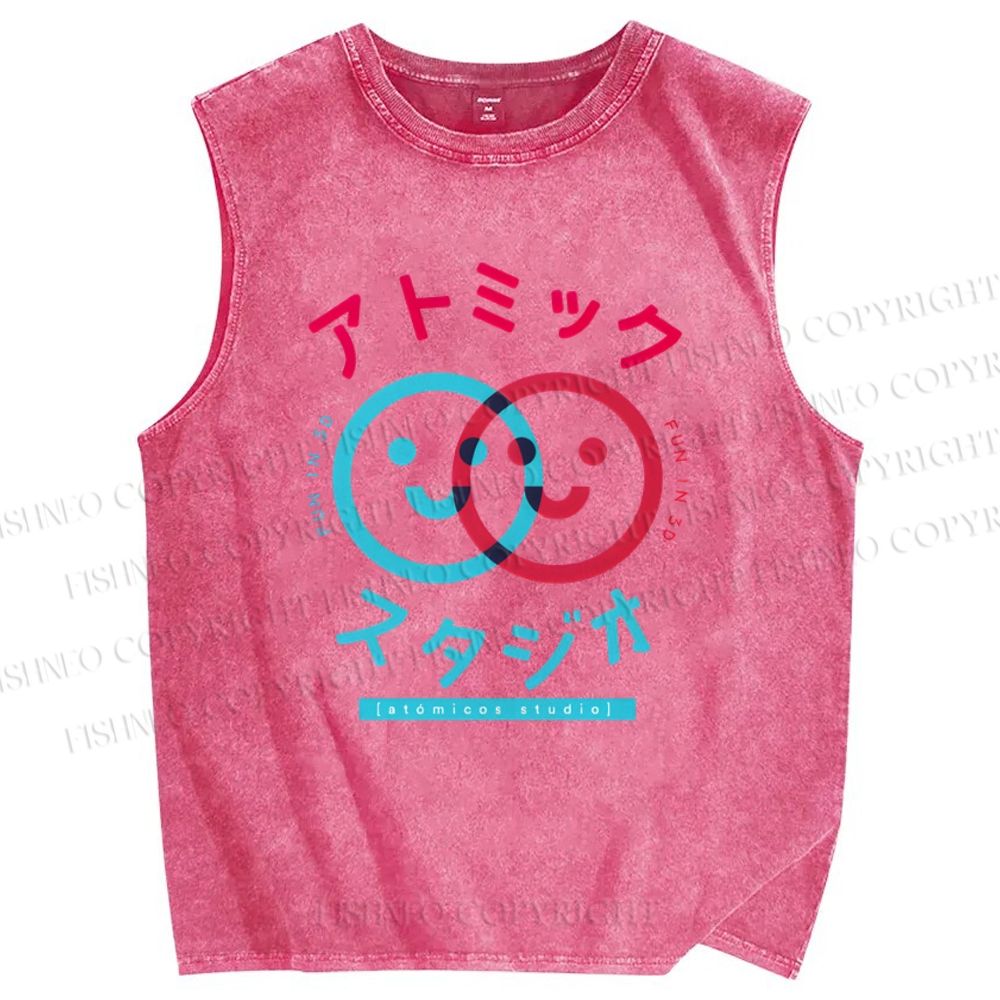 Unisex Fun In Printed Washed Tank Top