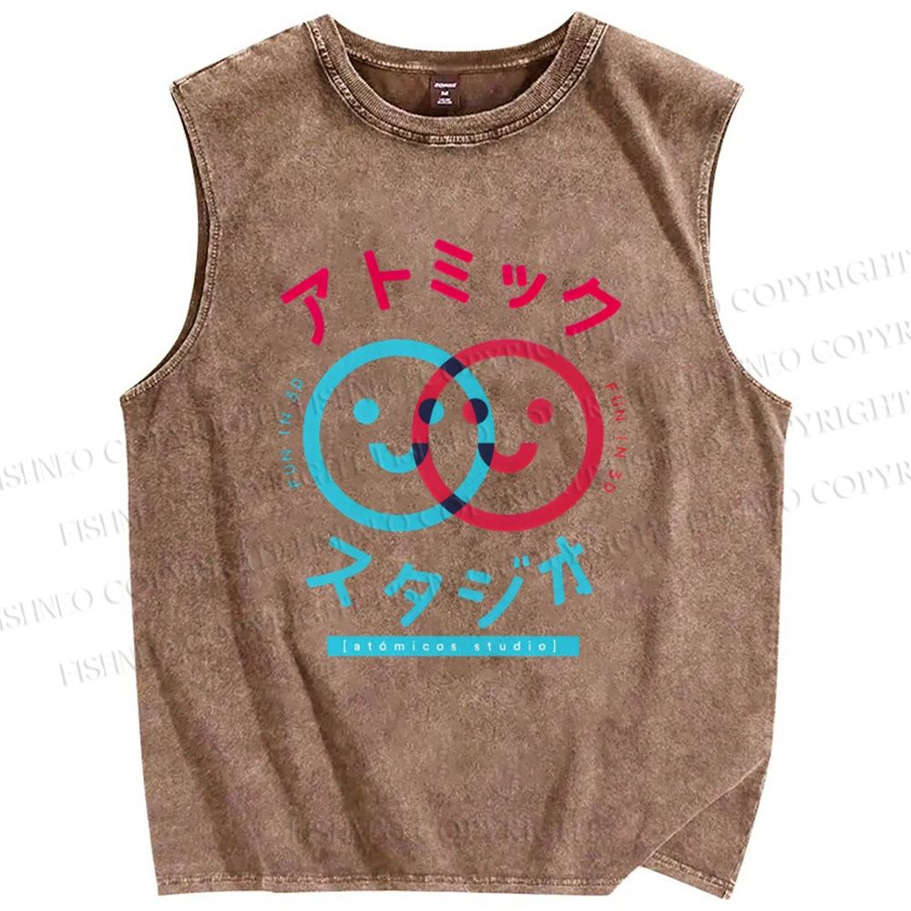 Unisex Fun In Printed Washed Tank Top
