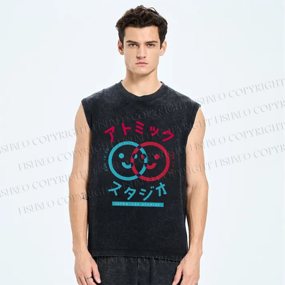 Unisex Fun In Printed Washed Tank Top