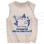 Unisex Silly Cat Abracadandruff Printed Washed Tank Top