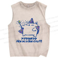 Unisex Silly Cat Abracadandruff Printed Washed Tank Top