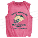 Unisex Silly Opossum Controller is Busted Printed Washed Tank Top