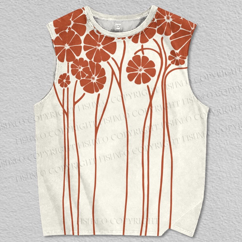 Unisex Vintage Flowers Printed Tank Top