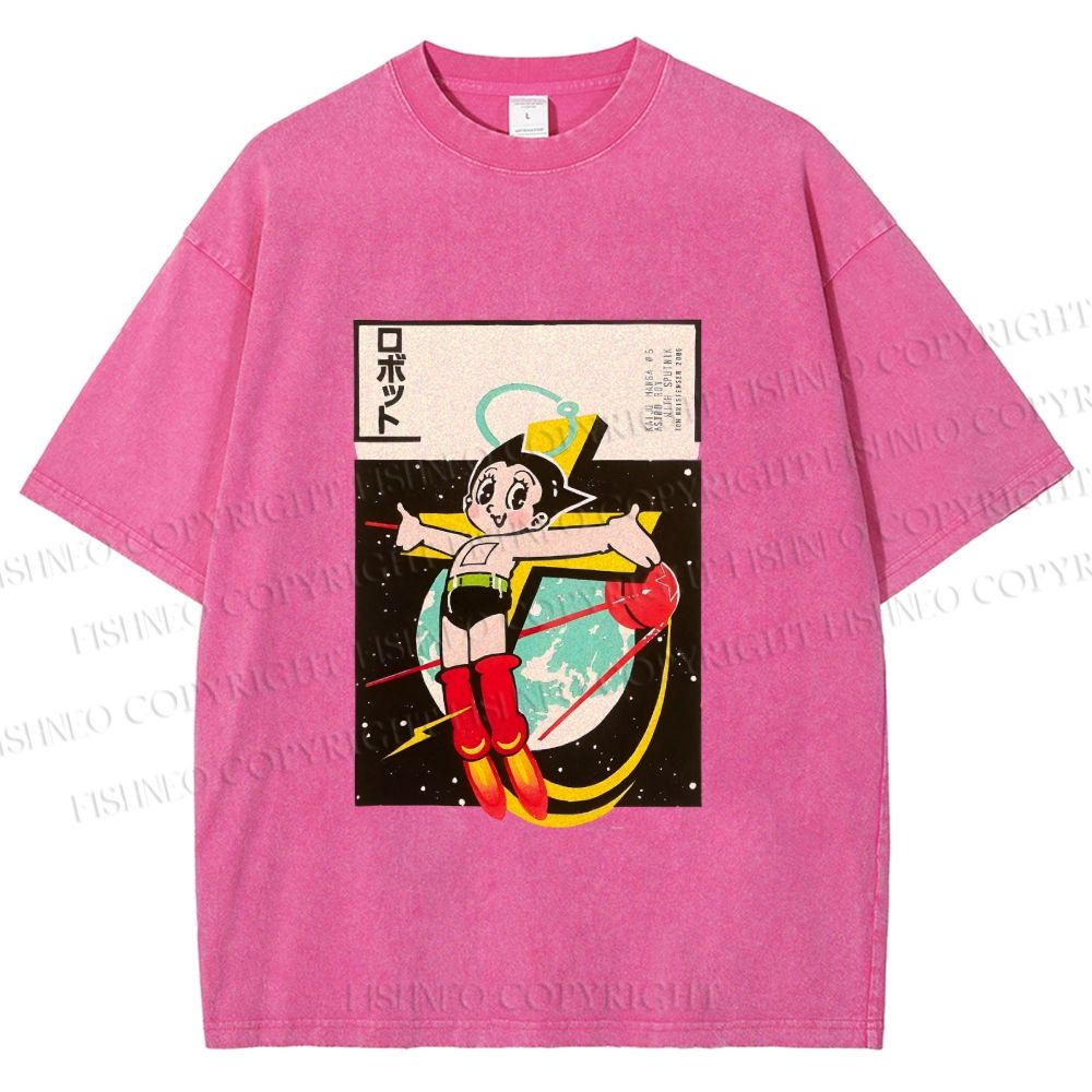 Unisex Vintage Japanese Astro Boy Printed Washed Tee