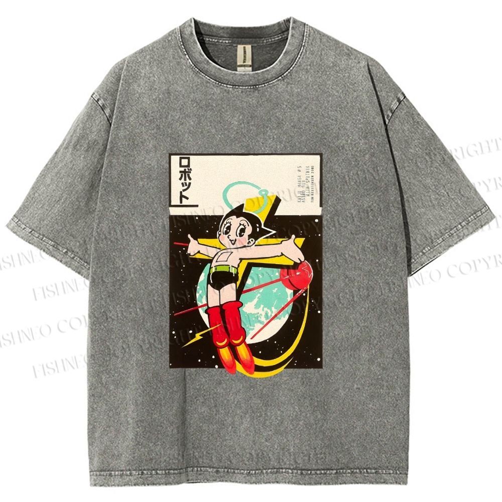 Unisex Vintage Japanese Astro Boy Printed Washed Tee