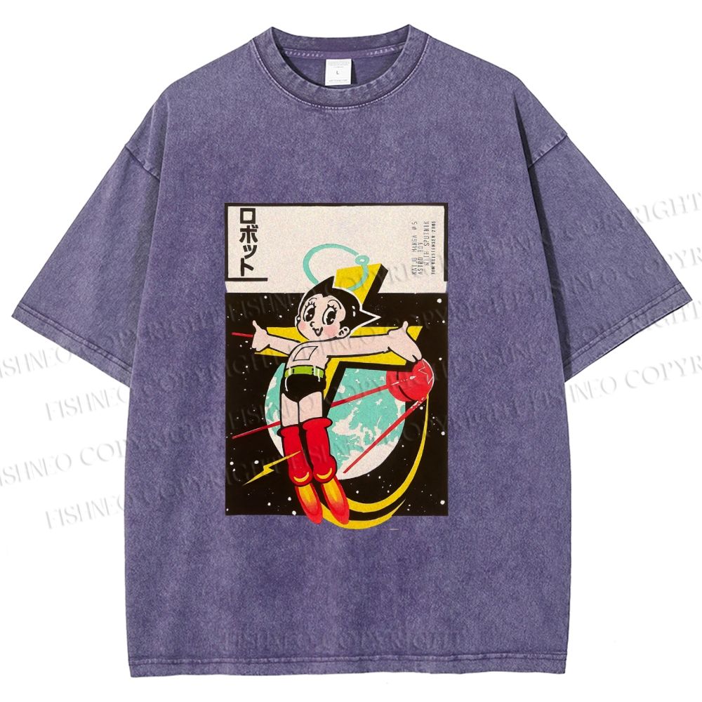 Unisex Vintage Japanese Astro Boy Printed Washed Tee