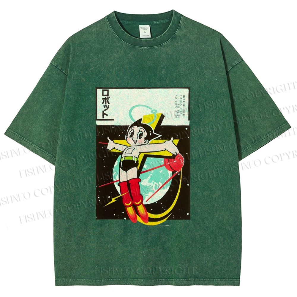 Unisex Vintage Japanese Astro Boy Printed Washed Tee