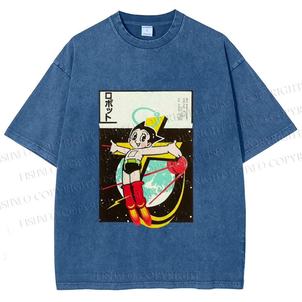 Unisex Vintage Japanese Astro Boy Printed Washed Tee