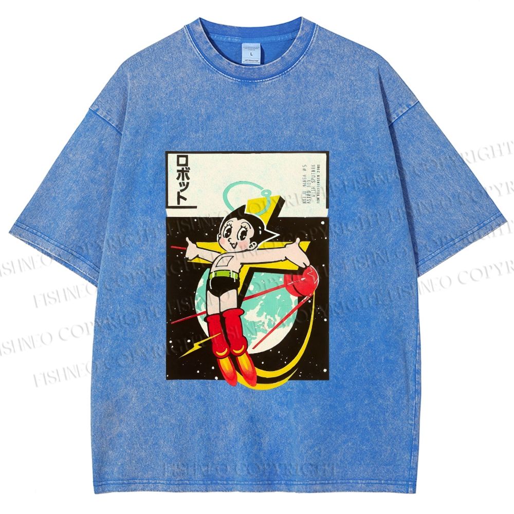Unisex Vintage Japanese Astro Boy Printed Washed Tee