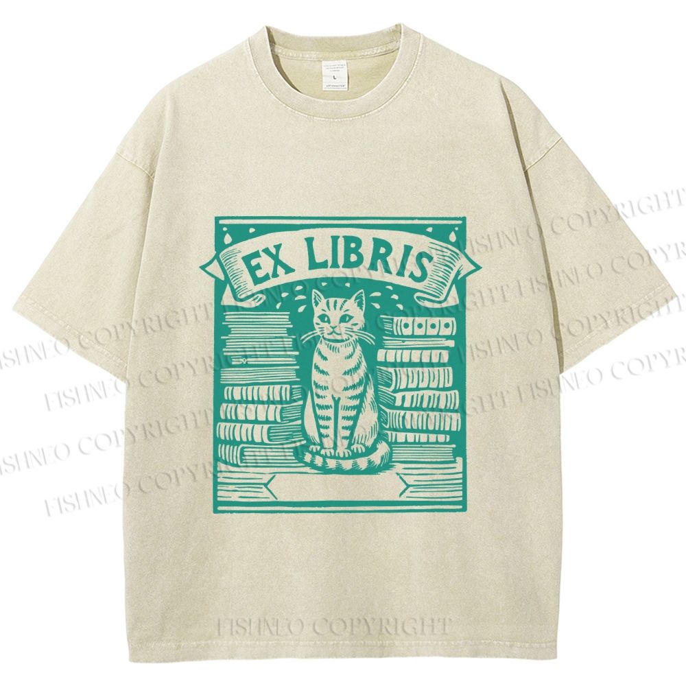 Unisex Vintage Cat Poster Printed Washed Tee