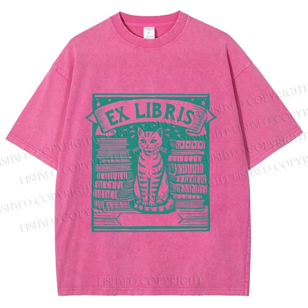 Unisex Vintage Cat Poster Printed Washed Tee