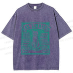 Unisex Vintage Cat Poster Printed Washed Tee