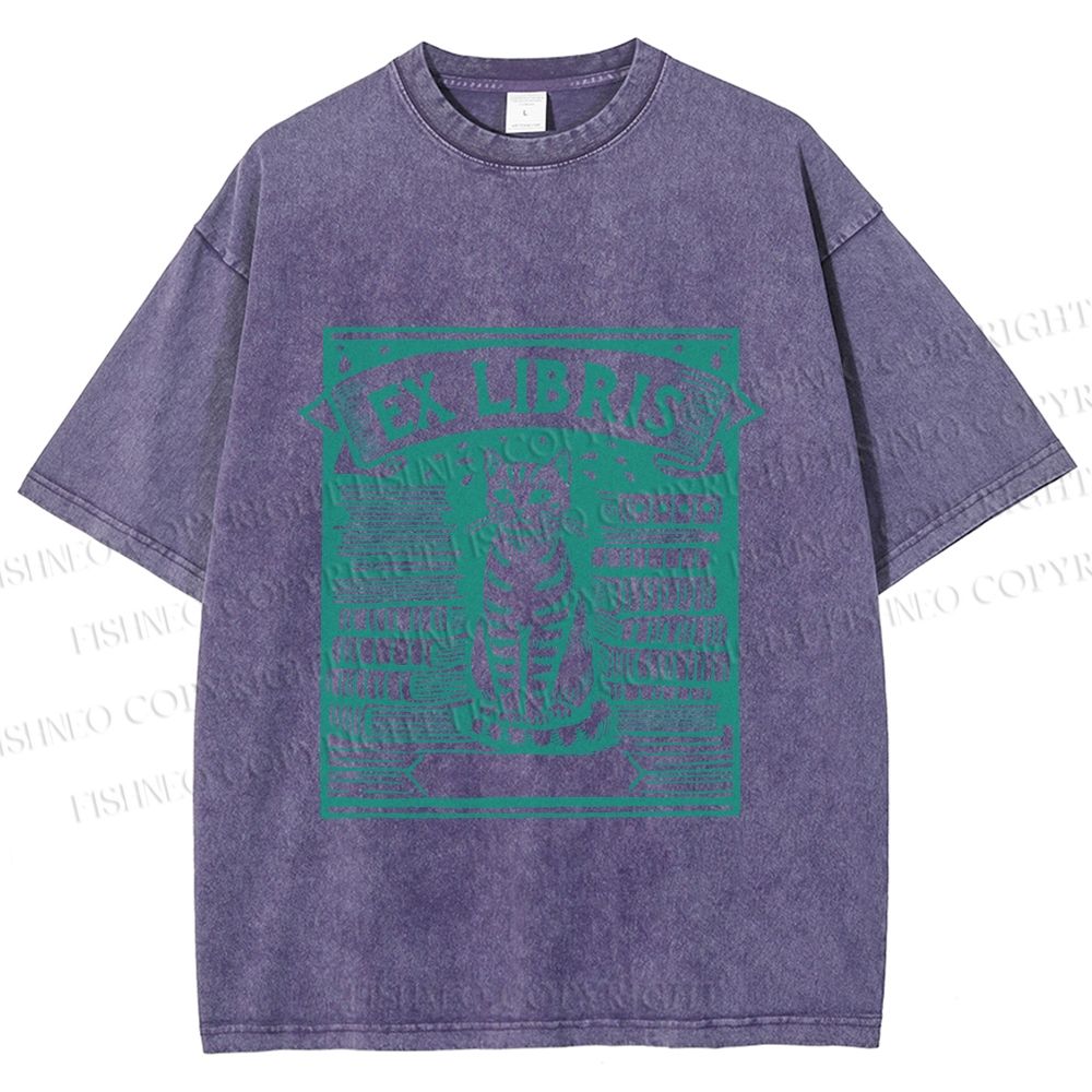 Unisex Vintage Cat Poster Printed Washed Tee