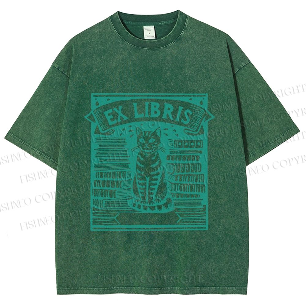 Unisex Vintage Cat Poster Printed Washed Tee