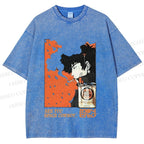 Unisex Vintage Japanese Cowboy Bebop Spike Printed Washed Tee