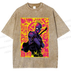 Unisex Spider Man Graffiti Printed Washed Tee