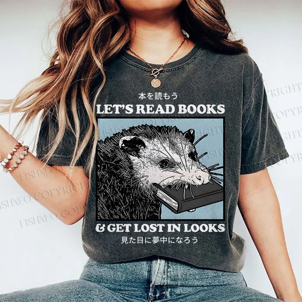 Unisex Let's Read Books Printed Washed Tee