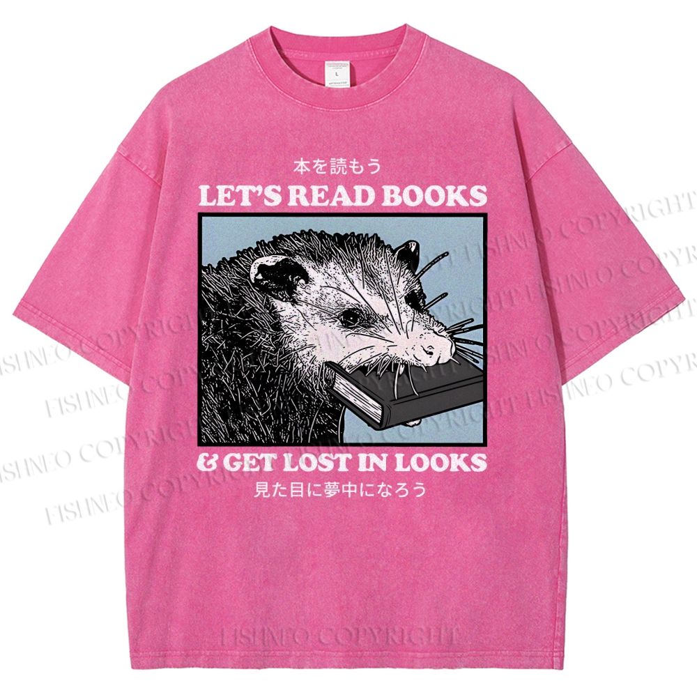 Unisex Let's Read Books Printed Washed Tee
