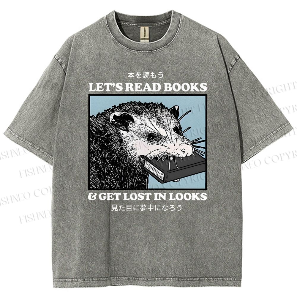 Unisex Let's Read Books Printed Washed Tee