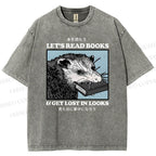 Unisex Let's Read Books Printed Washed Tee