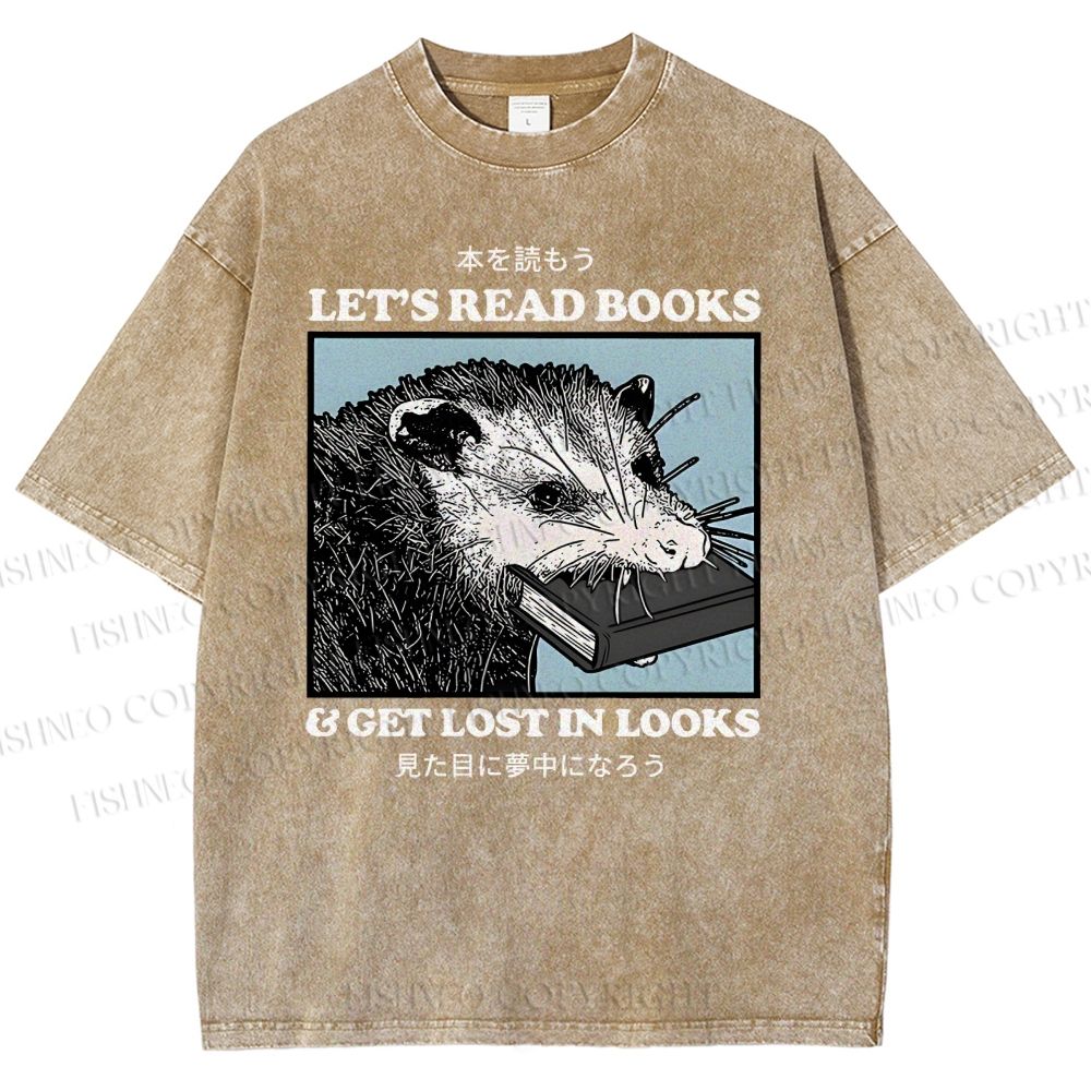Unisex Let's Read Books Printed Washed Tee