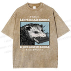 Unisex Let's Read Books Printed Washed Tee
