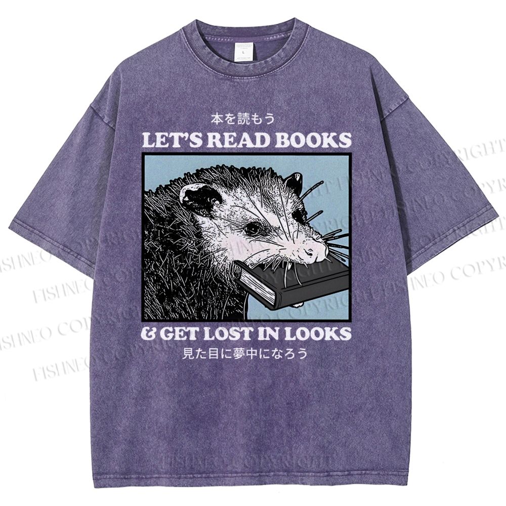 Unisex Let's Read Books Printed Washed Tee