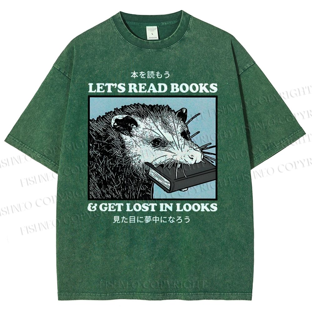 Unisex Let's Read Books Printed Washed Tee
