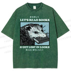 Unisex Let's Read Books Printed Washed Tee