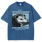 Unisex Let's Read Books Printed Washed Tee