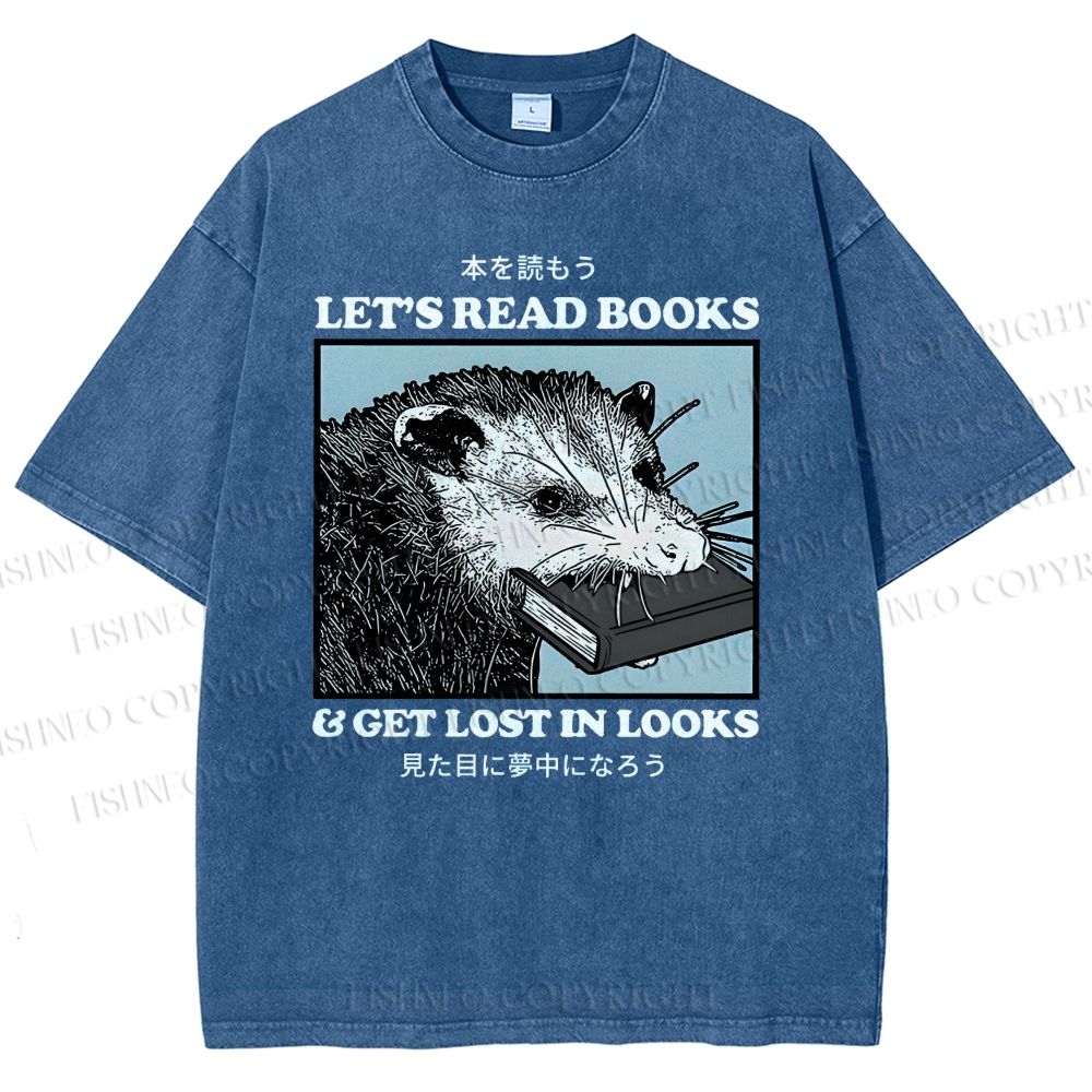 Unisex Let's Read Books Printed Washed Tee