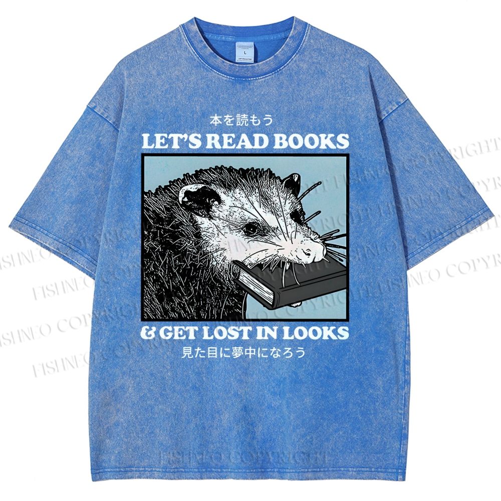 Unisex Let's Read Books Printed Washed Tee