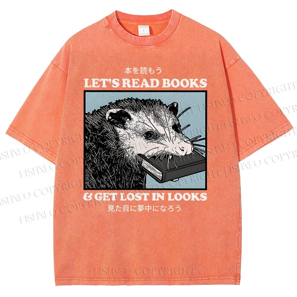 Unisex Let's Read Books Printed Washed Tee