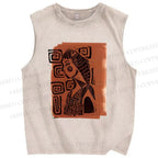 Unisex Artistic Fish Portraits Printed Washed Tank Top