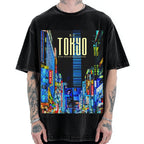 Where Tradition Meets The Future Tokyo night view Vintage Washed T-shirt