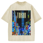 Where Tradition Meets The Future Tokyo night view Vintage Washed T-shirt